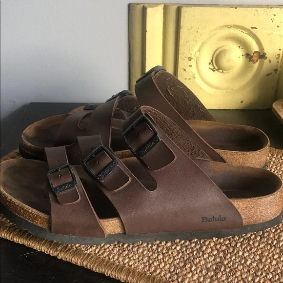 Betula Women's Brown Triple-Strap Sandals - Picture 4 of 10